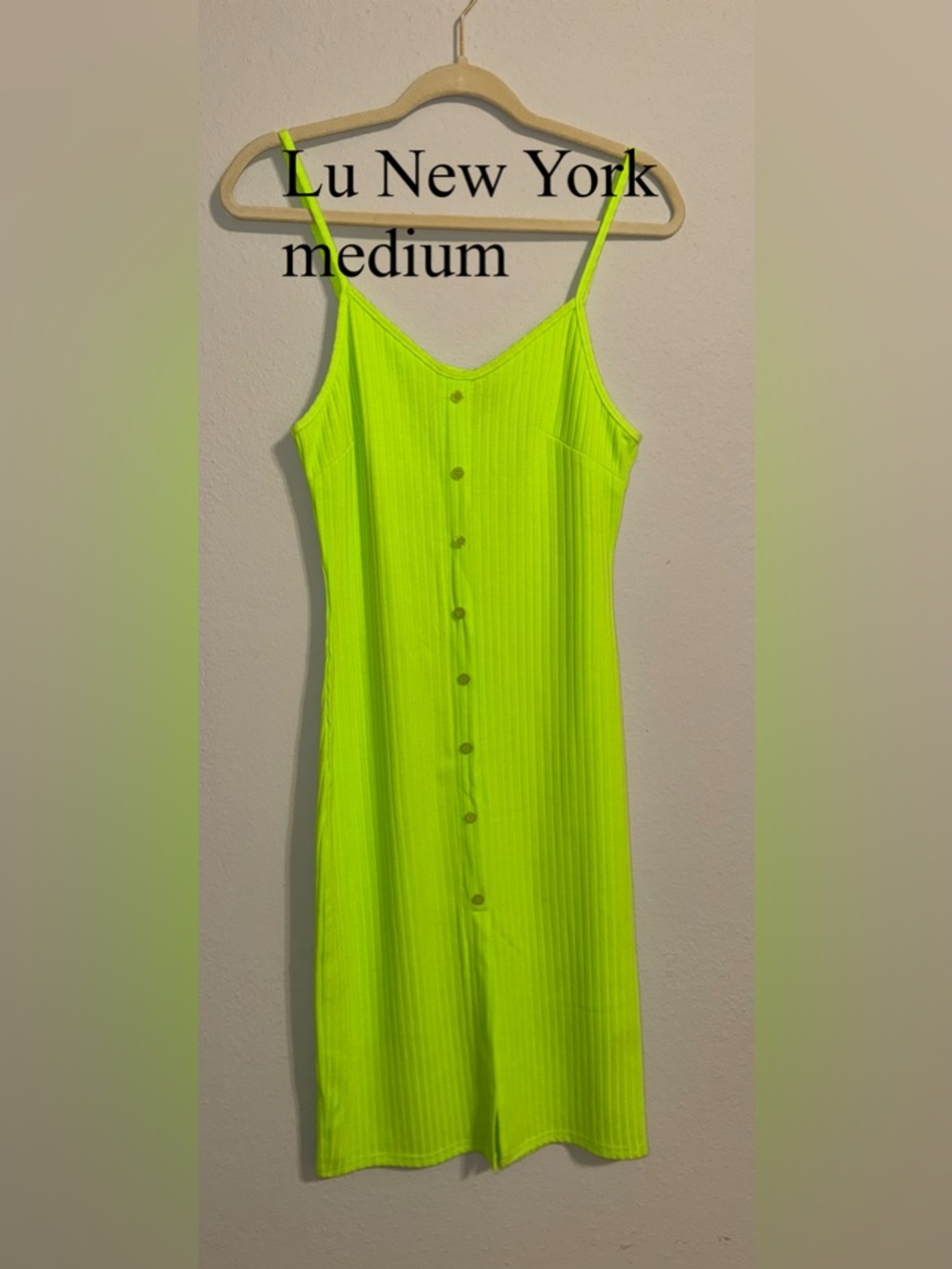 Neon Lime Ribbed Button-Front Midi Dress - Women